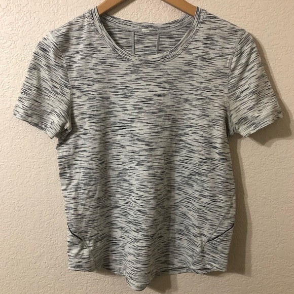 Lululemon Long Distance Short Sleeve Tee in Space Dye Gray & White Size Small - Picture 1 of 4